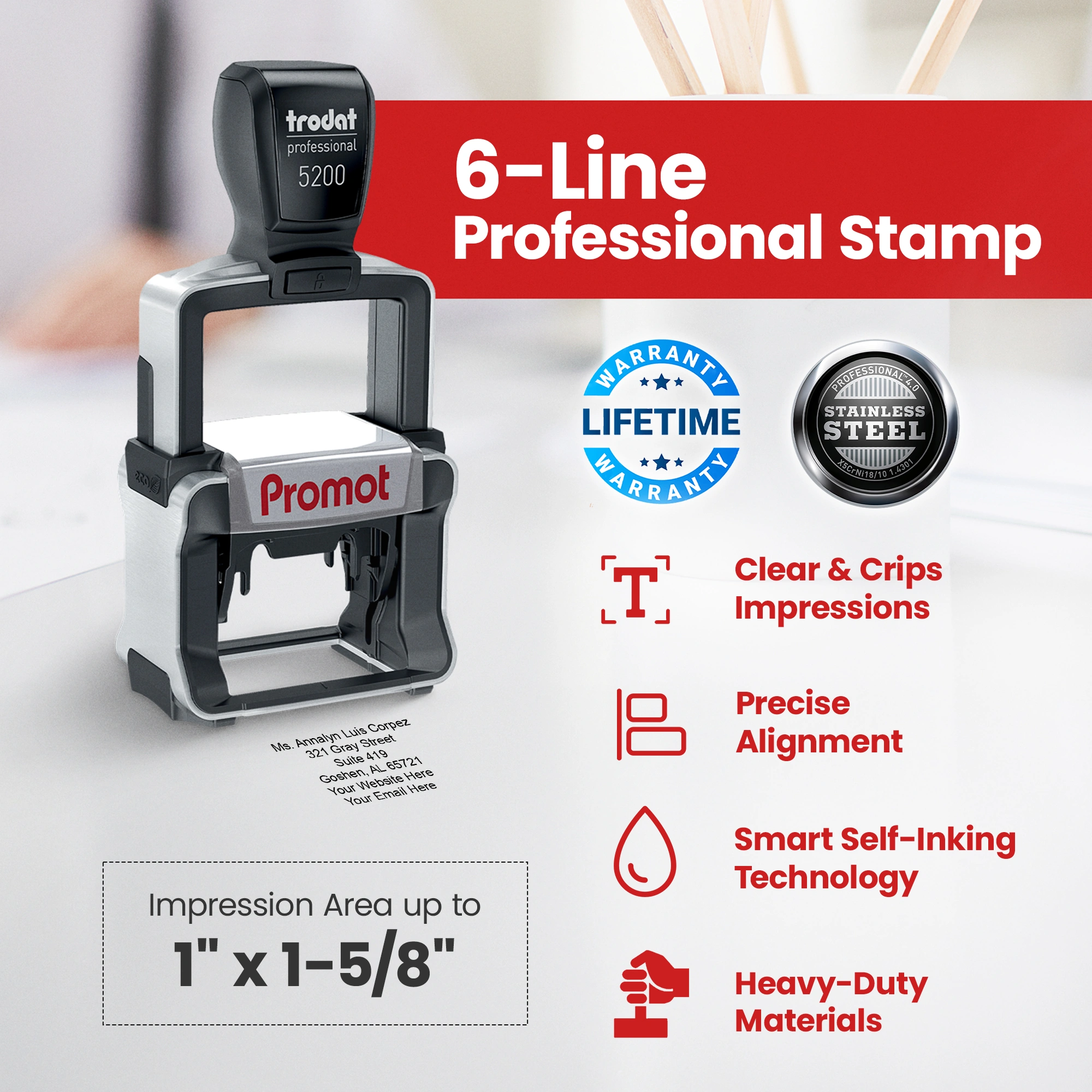 6-Line Custom Professional Stamp (Small)